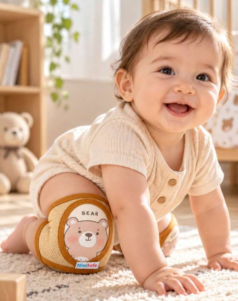 زانو بند نوزاد مدل خرس قهوه ای